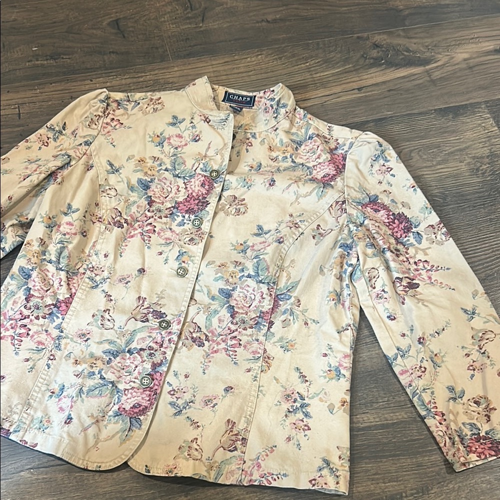 Chaps Floral Cream Jacket for Women
